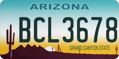 AZ license plate BCL3678