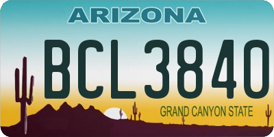 AZ license plate BCL3840