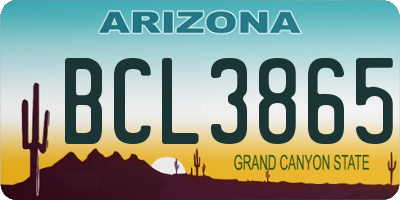 AZ license plate BCL3865