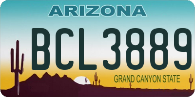 AZ license plate BCL3889