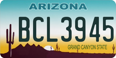 AZ license plate BCL3945