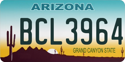 AZ license plate BCL3964