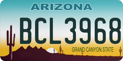 AZ license plate BCL3968