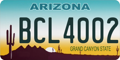 AZ license plate BCL4002