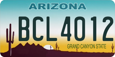 AZ license plate BCL4012