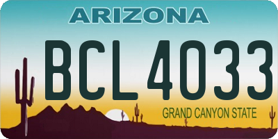 AZ license plate BCL4033