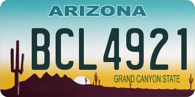 AZ license plate BCL4921