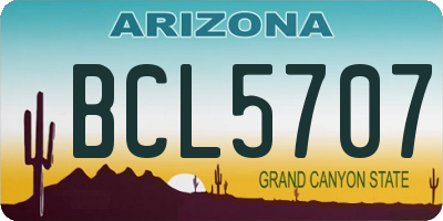 AZ license plate BCL5707