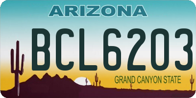 AZ license plate BCL6203