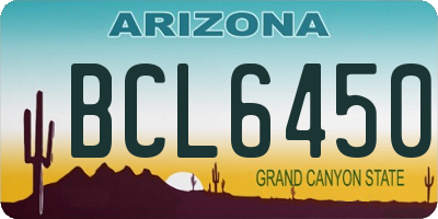 AZ license plate BCL6450