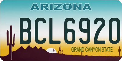 AZ license plate BCL6920