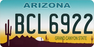 AZ license plate BCL6922