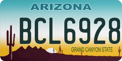 AZ license plate BCL6928