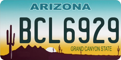 AZ license plate BCL6929