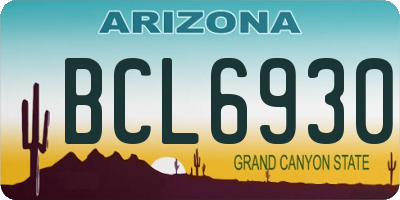 AZ license plate BCL6930