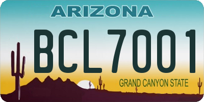 AZ license plate BCL7001