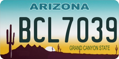 AZ license plate BCL7039