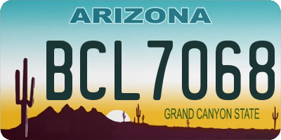 AZ license plate BCL7068