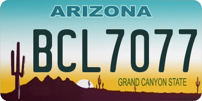 AZ license plate BCL7077