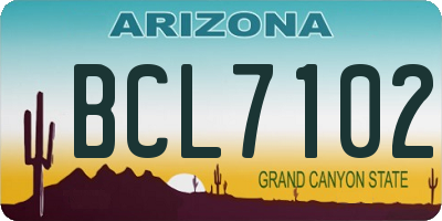 AZ license plate BCL7102