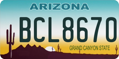 AZ license plate BCL8670