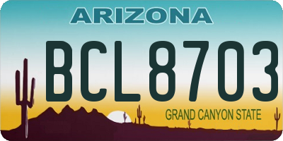 AZ license plate BCL8703