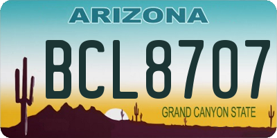 AZ license plate BCL8707