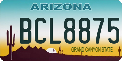 AZ license plate BCL8875