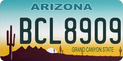 AZ license plate BCL8909