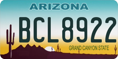 AZ license plate BCL8922