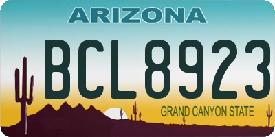 AZ license plate BCL8923