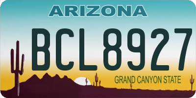 AZ license plate BCL8927