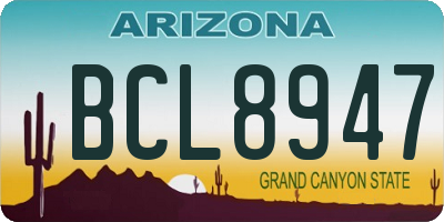 AZ license plate BCL8947