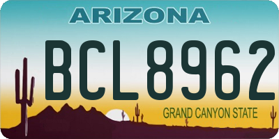 AZ license plate BCL8962