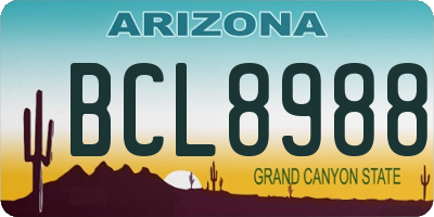 AZ license plate BCL8988