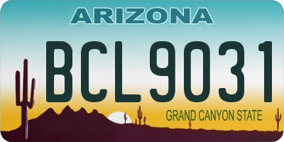 AZ license plate BCL9031