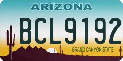 AZ license plate BCL9192