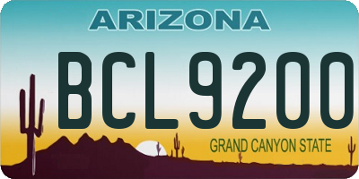 AZ license plate BCL9200