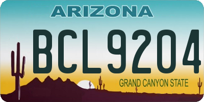 AZ license plate BCL9204