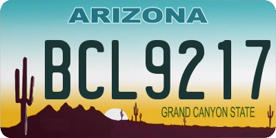 AZ license plate BCL9217