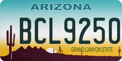 AZ license plate BCL9250