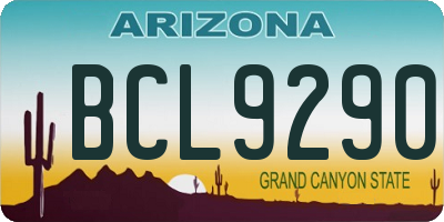 AZ license plate BCL9290