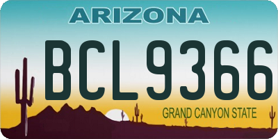 AZ license plate BCL9366