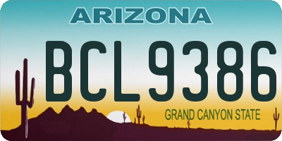 AZ license plate BCL9386