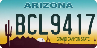 AZ license plate BCL9417