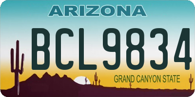 AZ license plate BCL9834