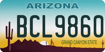 AZ license plate BCL9860