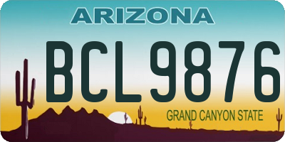 AZ license plate BCL9876