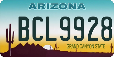 AZ license plate BCL9928