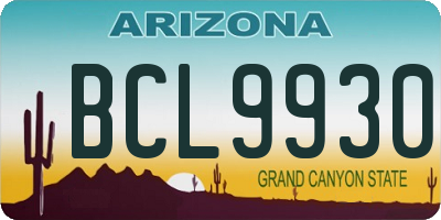 AZ license plate BCL9930